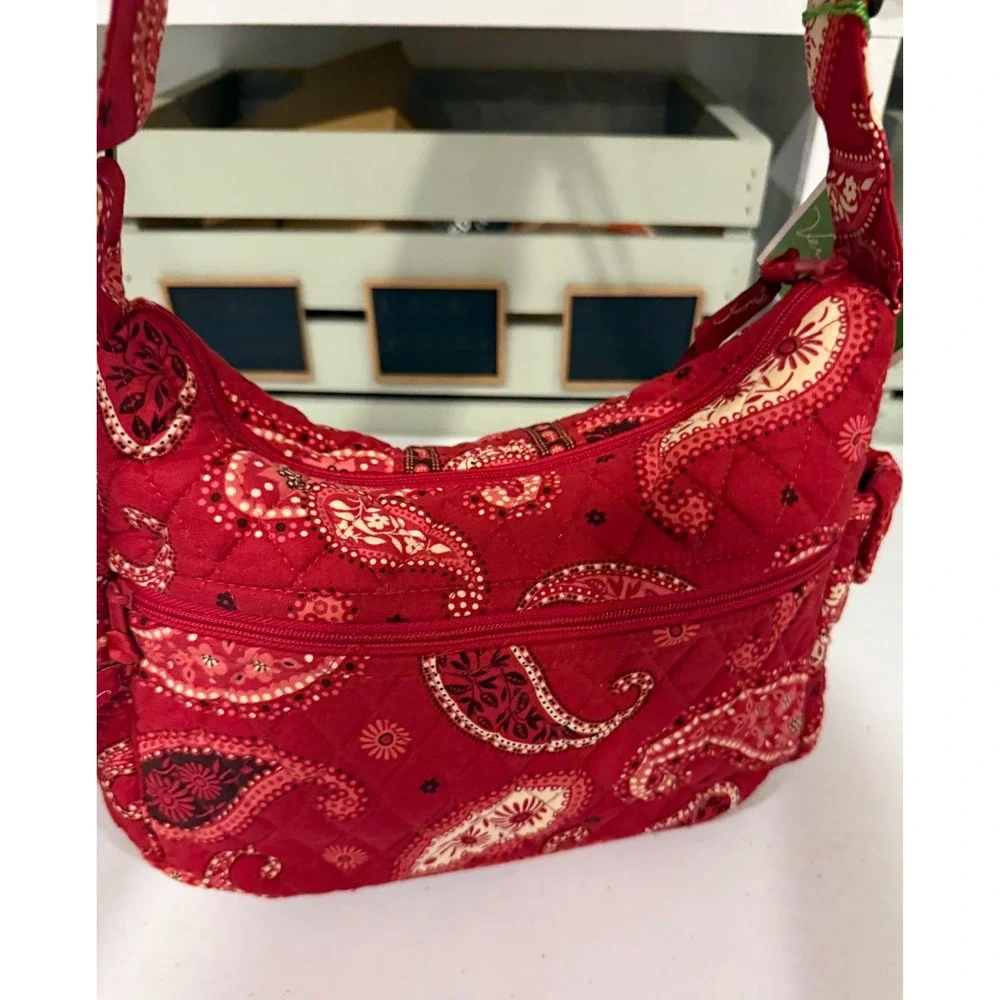 Vera Bradley On The Go Crossbody Bag Mesa Red Paisley Quilted Cotton NWT rare
